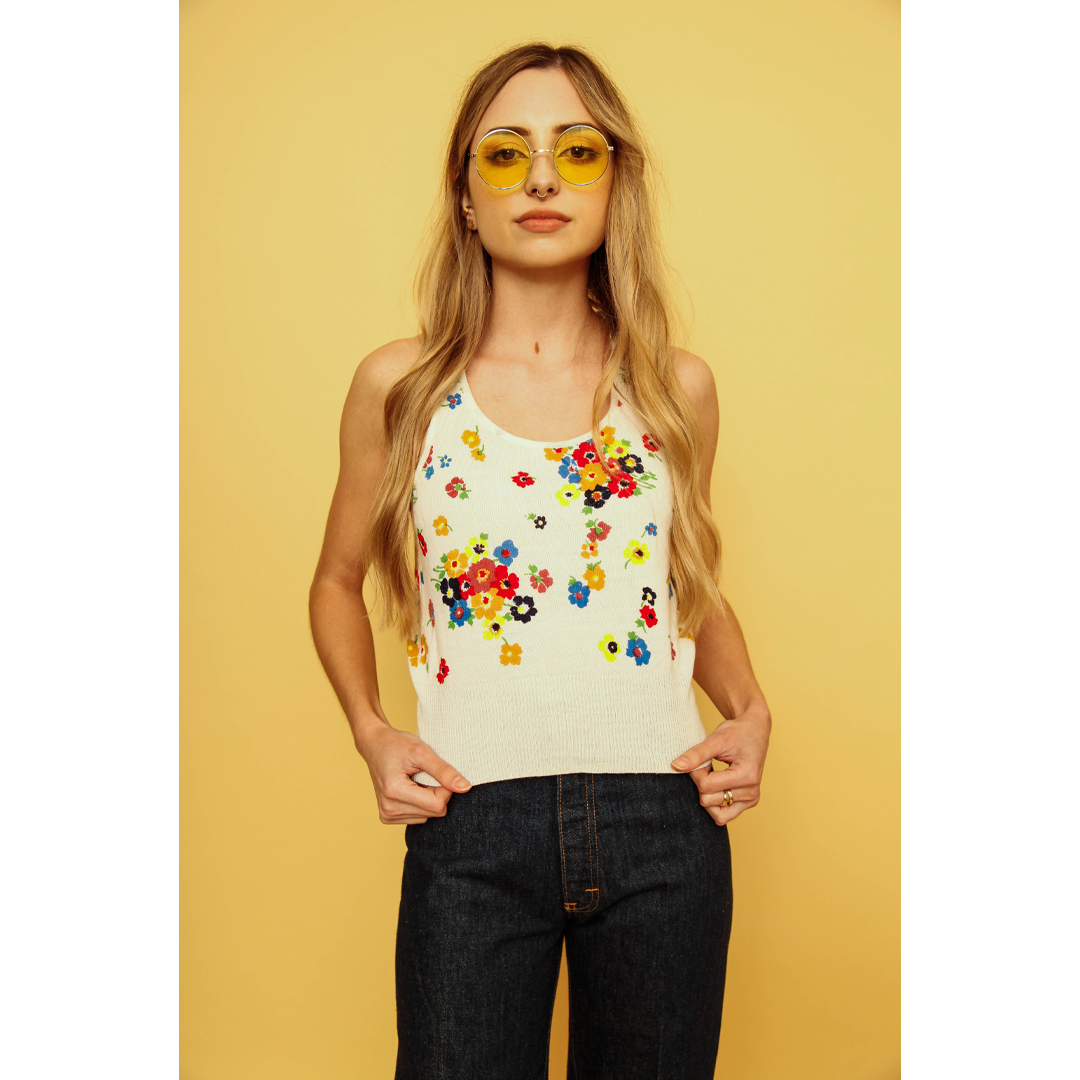 Retro Girl Floral Tank